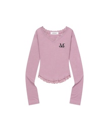 Tシャツ/カットソー（パープル/紫色系・Vネック）ファッション通販