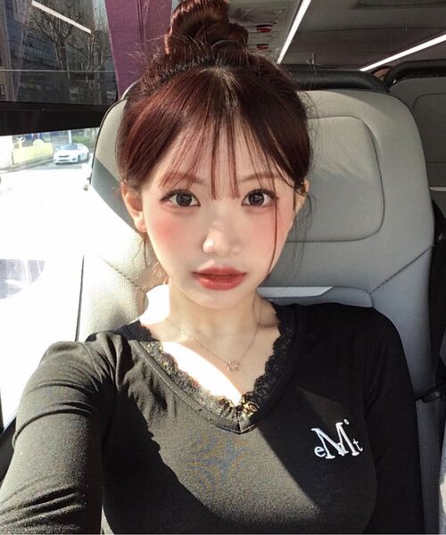 MUCENT(ムセント)の「サニアレースVネック長袖Tシャツ(6色)(Tシャツ/カットソー・レディース・グレー/ホワイト/ブラック/ネイビー/パープル/ピンク・FREE)」の9枚目の写真