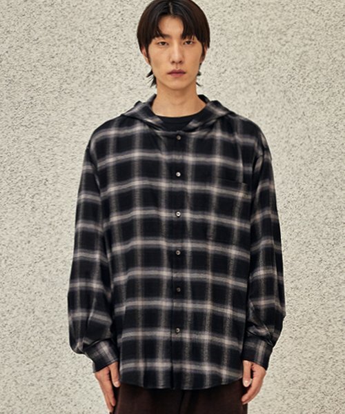 BALLUTE(バリュート)の「BYWAY HOODED SHIRTS (BLACK OMBLE)(シャツ/ブラウス・メンズ・その他・MEDIUM/LARGE)」の1枚目の写真