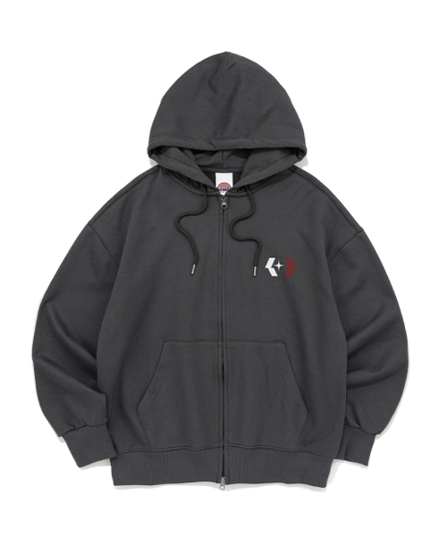 KENDA(ケンダ)の「K-STAR LOGO HOOD ZIP-UP (CHARCOAL)(パーカー・レディース・ダークグレー・SMALL/MEDIUM/LARGE/X-LARGE)」の1枚目の写真