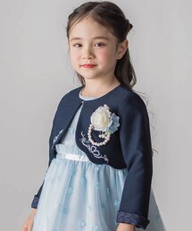 SLAP SLIP（スラップスリップ）の「袖折り返しレース刺しゅう裾スカラップボレロ(110~130cm)（ノーカラージャケット）」