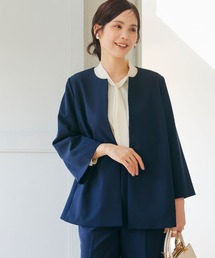 CROSS FUNCTION | 《洗える・シワになりにくい》正解Aラインフレアジャケット【CROSS FUNCTION/クロスファンクション】(ノーカラージャケット)