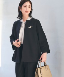 CROSS FUNCTION | 《洗える・シワになりにくい》正解Aラインフレアジャケット【CROSS FUNCTION/クロスファンクション】(ノーカラージャケット)