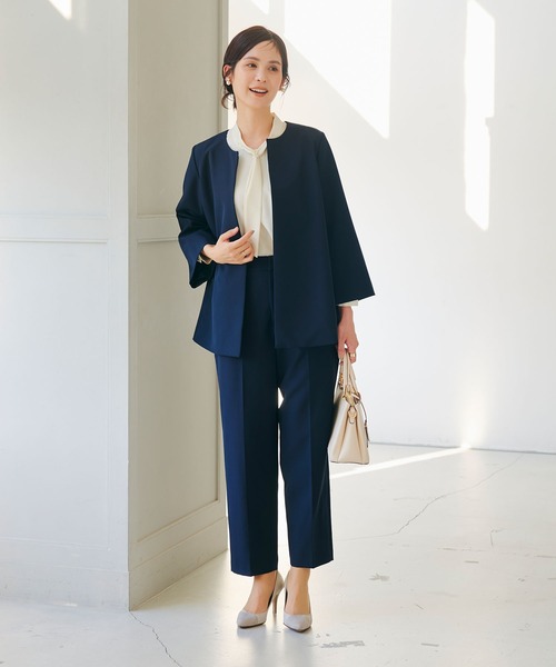 CROSS FUNCTION(クロスファンクション)の「《洗える・シワになりにくい》正解Aラインフレアジャケット【CROSS FUNCTION/クロスファンクション】(ノーカラージャケット・レディース・ライトベージュ/ブラック/ネイビー・7号/9号/11号/13号/15号)」の11枚目の写真