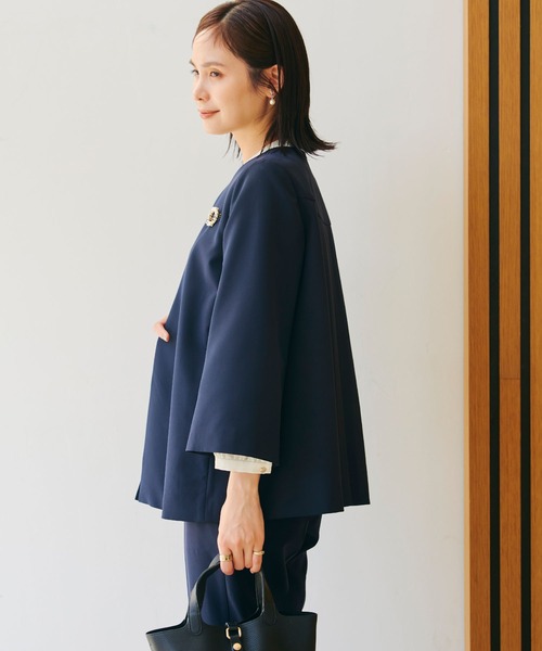 CROSS FUNCTION(クロスファンクション)の「《洗える・シワになりにくい》正解Aラインフレアジャケット【CROSS FUNCTION/クロスファンクション】(ノーカラージャケット・レディース・ライトベージュ/ブラック/ネイビー・7号/9号/11号/13号/15号)」の21枚目の写真