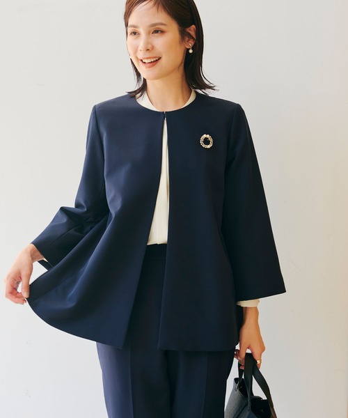 CROSS FUNCTION(クロスファンクション)の「《洗える・シワになりにくい》正解Aラインフレアジャケット【CROSS FUNCTION/クロスファンクション】(ノーカラージャケット・レディース・ライトベージュ/ブラック/ネイビー・7号/9号/11号/13号/15号)」の18枚目の写真