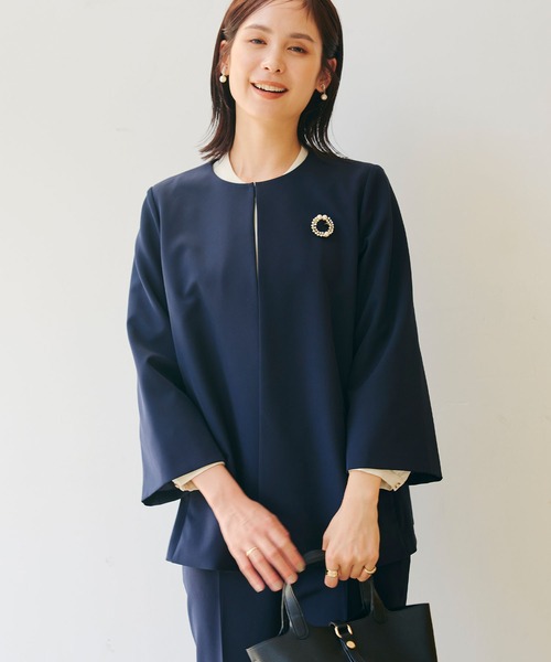 CROSS FUNCTION(クロスファンクション)の「《洗える・シワになりにくい》正解Aラインフレアジャケット【CROSS FUNCTION/クロスファンクション】(ノーカラージャケット・レディース・ライトベージュ/ブラック/ネイビー・7号/9号/11号/13号/15号)」の19枚目の写真