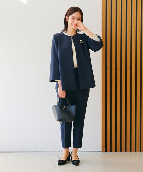 CROSS FUNCTION(クロスファンクション)の「《洗える・シワになりにくい》正解Aラインフレアジャケット【CROSS FUNCTION/クロスファンクション】(ノーカラージャケット・レディース・ライトベージュ/ブラック/ネイビー・7号/9号/11号/13号/15号)」の22枚目の写真