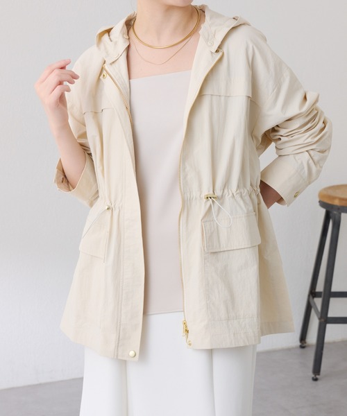 COLLAGE GALLARDAGALANTE（コラージュガリャルダガランテ）の「アンツイストタフタジャケット（ブルゾン・レディース・オフホワイト/カーキ/ネイビー・FREE）」の12枚目の写真