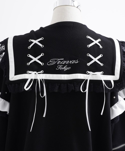 TRAVAS TOKYO（トラバス トウキョウ）の「『TRAVAS TOKYO/トラバス トーキョー』セーラーカラーZIPブルゾン（その他アウター・レディース・ブラック×ホワイト/ブラック×パープル・FREE）」の22枚目の写真