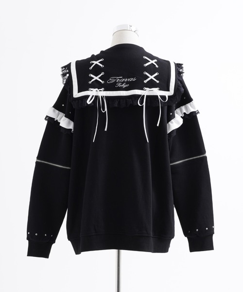 TRAVAS TOKYO（トラバス トウキョウ）の「『TRAVAS TOKYO/トラバス トーキョー』セーラーカラーZIPブルゾン（その他アウター・レディース・ブラック×ホワイト/ブラック×パープル・FREE）」の19枚目の写真