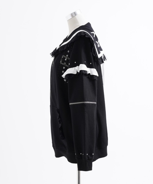 TRAVAS TOKYO（トラバス トウキョウ）の「『TRAVAS TOKYO/トラバス トーキョー』セーラーカラーZIPブルゾン（その他アウター・レディース・ブラック×ホワイト/ブラック×パープル・FREE）」の18枚目の写真