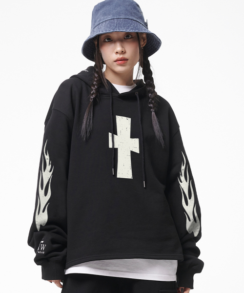 ARTISTWEAR（アーティストウェア）の「[ATW] フレイムイージーフード（パーカー・レディース・ブラック/グレー・MEDIUM/LARGE/X-LARGE/XX-LARGE）」の4枚目の写真