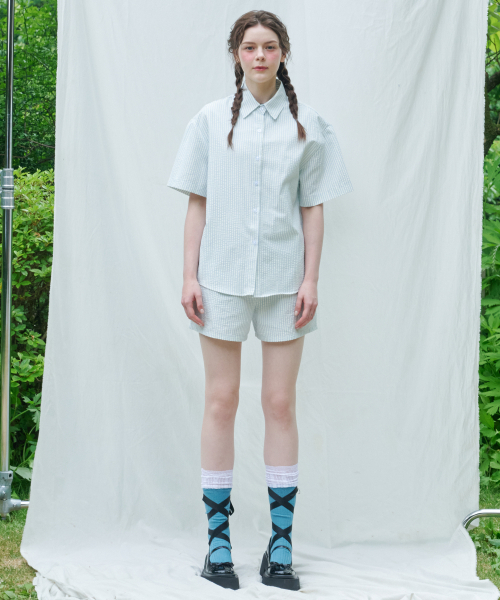 LOSSYROW（ロッシロー）の「Seersucker Stripe shirts Blue（シャツ/ブラウス・レディース・その他・FREE）」の3枚目の写真