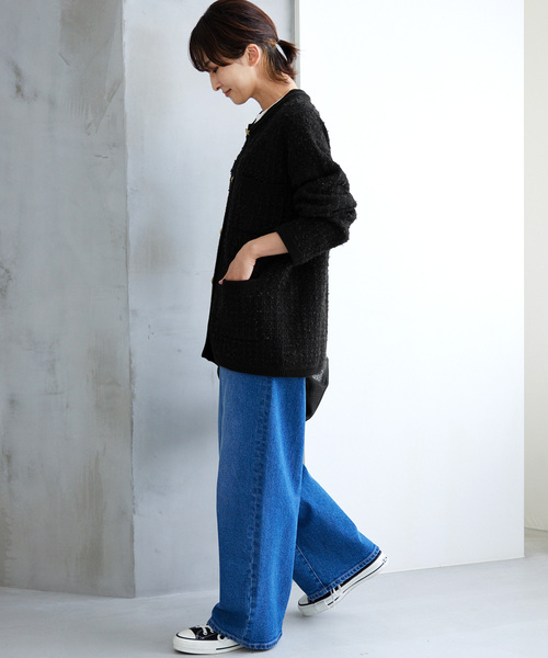 JOURNAL STANDARD relume(ジャーナルスタンダード レリューム)の「《追加2》TWEEDYニットジャケット(カーディガン/ボレロ・レディース・ブラック・FREE)」の10枚目の写真
