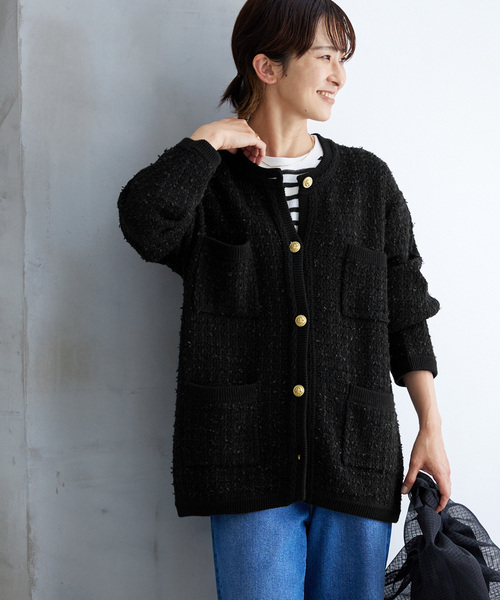 JOURNAL STANDARD relume(ジャーナルスタンダード レリューム)の「《追加2》TWEEDYニットジャケット(カーディガン/ボレロ・レディース・ブラック・FREE)」の13枚目の写真