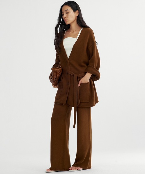 Bie(ビエ)の「カシミヤブレンド ワイドニットパンツ(その他パンツ・レディース・ブラウン/ホワイト/ライトグレー・M/S/L)」の20枚目の写真