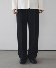 リラックスドツーピンタックワイドスラックス[ブラック]