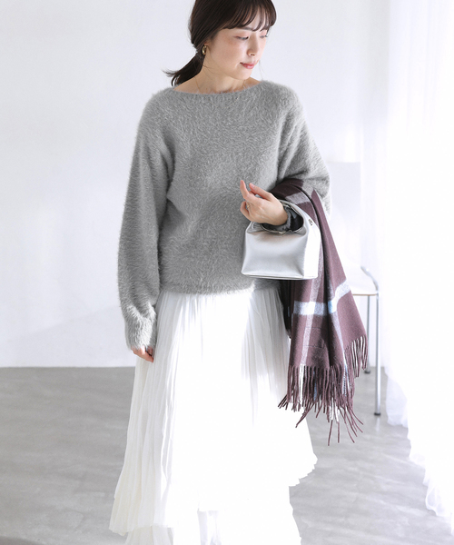 La TOTALITE（ラトータリテ）の「《WEB限定》【洗える】ファーバックパール長袖プルオーバー（ニット/セーター・レディース・グレー/ベージュ・FREE）」の13枚目の写真