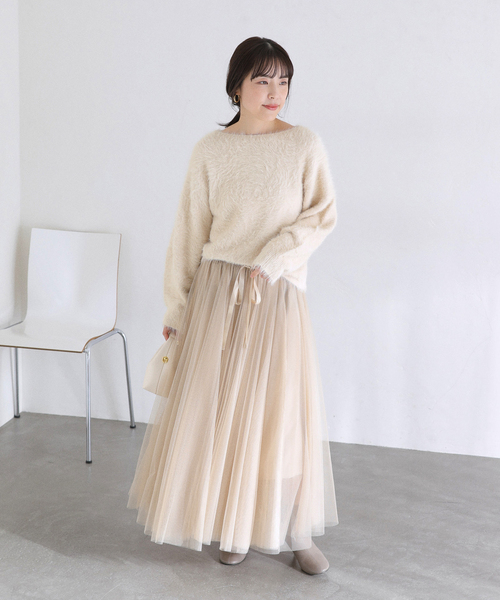 La TOTALITE（ラトータリテ）の「《WEB限定》【洗える】ファーバックパール長袖プルオーバー（ニット/セーター・レディース・グレー/ベージュ・FREE）」の12枚目の写真