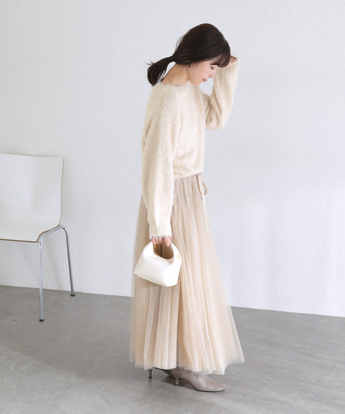 La TOTALITE（ラトータリテ）の「《WEB限定》【洗える】ファーバックパール長袖プルオーバー（ニット/セーター・レディース・グレー/ベージュ・FREE）」の11枚目の写真