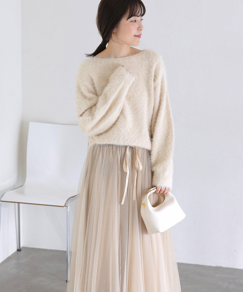 La TOTALITE（ラトータリテ）の「《WEB限定》【洗える】ファーバックパール長袖プルオーバー（ニット/セーター・レディース・グレー/ベージュ・FREE）」の9枚目の写真