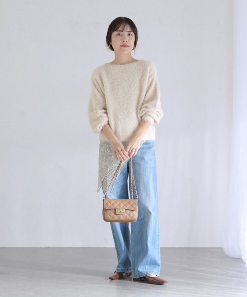 La TOTALITE（ラトータリテ）の「《WEB限定》【洗える】ファーバックパール長袖プルオーバー（ニット/セーター・レディース・グレー/ベージュ・FREE）」の7枚目の写真