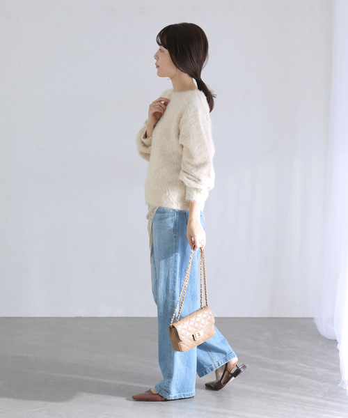 La TOTALITE（ラトータリテ）の「《WEB限定》【洗える】ファーバックパール長袖プルオーバー（ニット/セーター・レディース・グレー/ベージュ・FREE）」の5枚目の写真