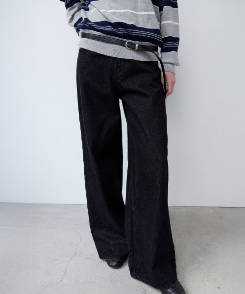 ROLAROLA(ロラロラ)の「DAMAGE WIDE DENIM PANTS BLACK(デニムパンツ・レディース・ブラック・S/M)」の1枚目の写真