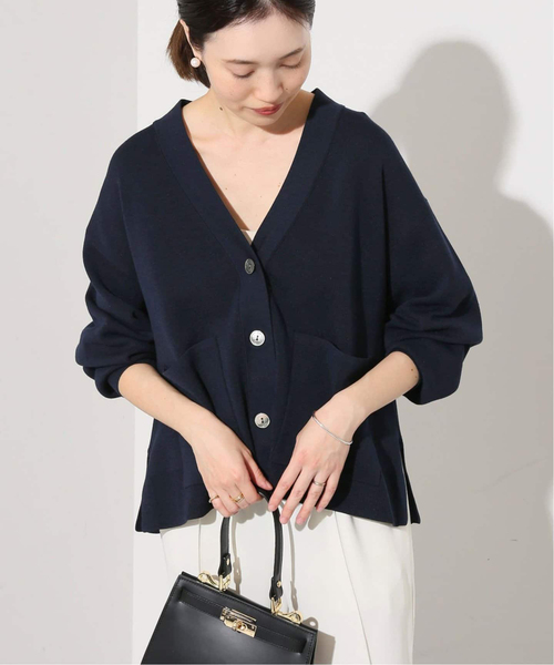 SLOBE IENA（スローブイエナ）の「《WEB・一部店舗限定/追加》スムースニットカーディガン（カーディガン/ボレロ・レディース・ホワイト/ネイビー/イエロー・FREE）」の2枚目の写真