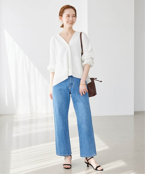 SLOBE IENA（スローブイエナ）の「《WEB・一部店舗限定/追加》スムースニットカーディガン（カーディガン/ボレロ・レディース・ホワイト/ネイビー/イエロー・FREE）」の14枚目の写真