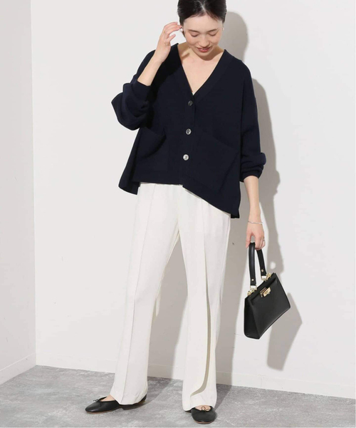 SLOBE IENA（スローブイエナ）の「《WEB・一部店舗限定/追加》スムースニットカーディガン（カーディガン/ボレロ・レディース・ホワイト/ネイビー/イエロー・FREE）」の6枚目の写真