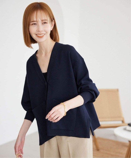 SLOBE IENA（スローブイエナ）の「《WEB・一部店舗限定/追加》スムースニットカーディガン（カーディガン/ボレロ・レディース・ホワイト/ネイビー/イエロー・FREE）」の12枚目の写真