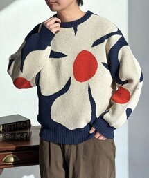 レディースのニット/セーター（ブルー・ネイビー/青色系・花柄