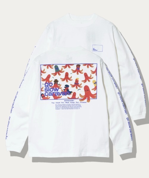 go slow caravan(ゴースローキャラバン)の「USA/C スクエアLOGO バックプリント ロングスリーブ TEE(Tシャツ/カットソー・メンズ・ホワイト/グリーン/ネイビー・MEDIUM/LARGE/X-LARGE)」の2枚目の写真