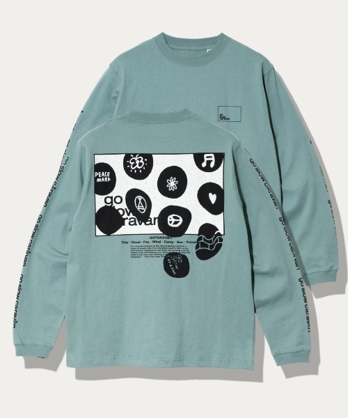 go slow caravan(ゴースローキャラバン)の「USA/C スクエアLOGO バックプリント ロングスリーブ TEE(Tシャツ/カットソー・メンズ・ホワイト/グリーン/ネイビー・MEDIUM/LARGE/X-LARGE)」の3枚目の写真