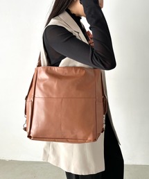 【3WAY】ソフトフェイクレザーショルダーバッグ リュック A5