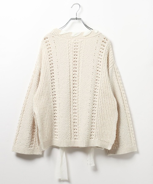 LEPSIM（レプシィム）の「5ゲージ異素材編み柄プルオーバー　639432（ニット/セーター・レディース・ライトグリーン/アイボリー/ベージュ・FREE）」の17枚目の写真