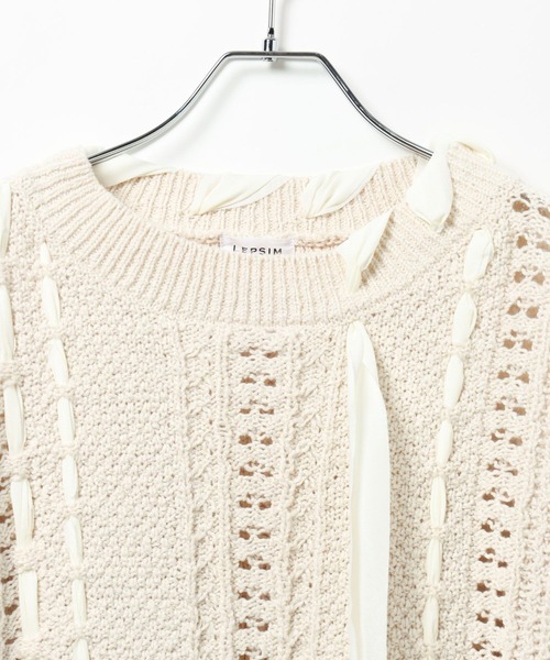 LEPSIM（レプシィム）の「5ゲージ異素材編み柄プルオーバー　639432（ニット/セーター・レディース・ライトグリーン/アイボリー/ベージュ・FREE）」の18枚目の写真