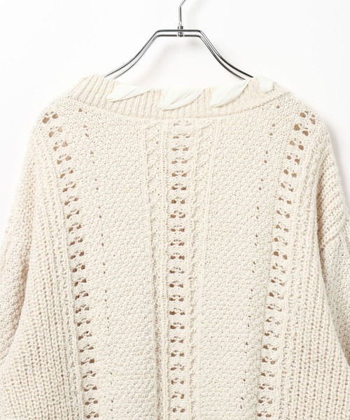 LEPSIM（レプシィム）の「5ゲージ異素材編み柄プルオーバー　639432（ニット/セーター・レディース・ライトグリーン/アイボリー/ベージュ・FREE）」の21枚目の写真