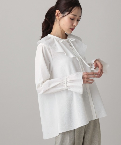 GLOBAL WORK（グローバルワーク）の「MATINEE LINE/襟2WAYシャツ/636110（シャツ/ブラウス・レディース・ライトブルー/ブラック/ホワイト系その他2・LARGE/MEDIUM）」の2枚目の写真