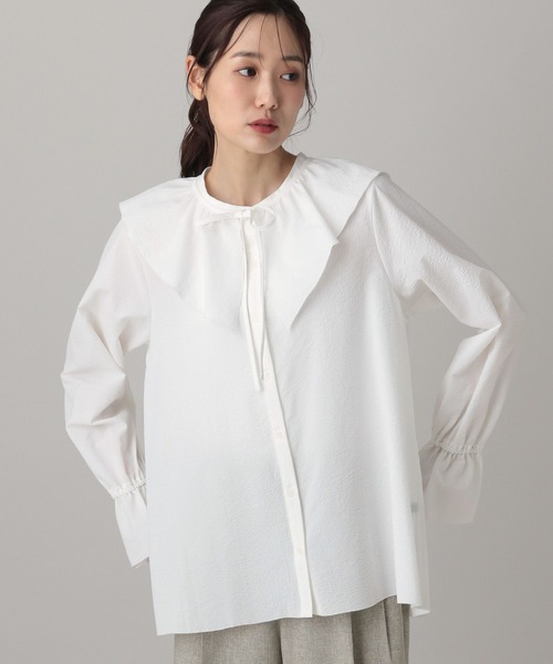 GLOBAL WORK（グローバルワーク）の「MATINEE LINE/襟2WAYシャツ/636110（シャツ/ブラウス・レディース・ライトブルー/ブラック/ホワイト系その他2・LARGE/MEDIUM）」の6枚目の写真