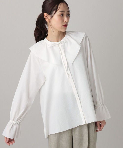 GLOBAL WORK（グローバルワーク）の「MATINEE LINE/襟2WAYシャツ/636110（シャツ/ブラウス・レディース・ライトブルー/ブラック/ホワイト系その他2・LARGE/MEDIUM）」の9枚目の写真