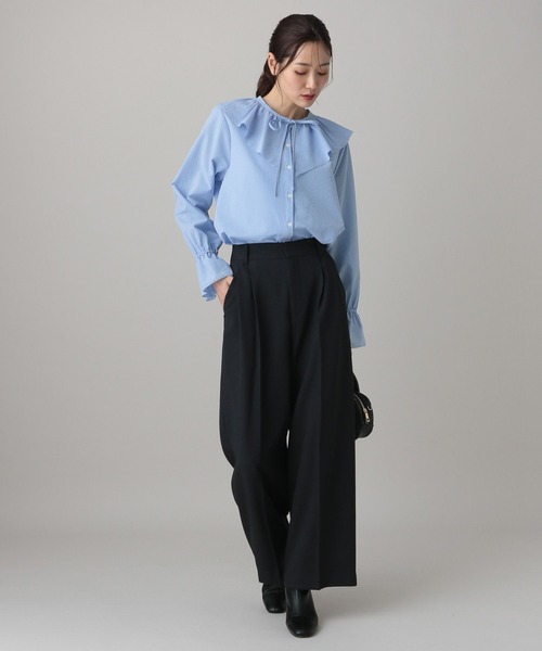 GLOBAL WORK（グローバルワーク）の「MATINEE LINE/襟2WAYシャツ/636110（シャツ/ブラウス・レディース・ライトブルー/ブラック/ホワイト系その他2・LARGE/MEDIUM）」の17枚目の写真