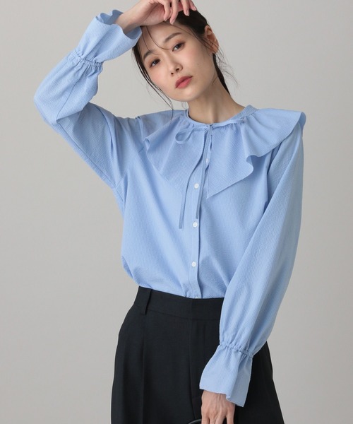 GLOBAL WORK（グローバルワーク）の「MATINEE LINE/襟2WAYシャツ/636110（シャツ/ブラウス・レディース・ライトブルー/ブラック/ホワイト系その他2・LARGE/MEDIUM）」の18枚目の写真