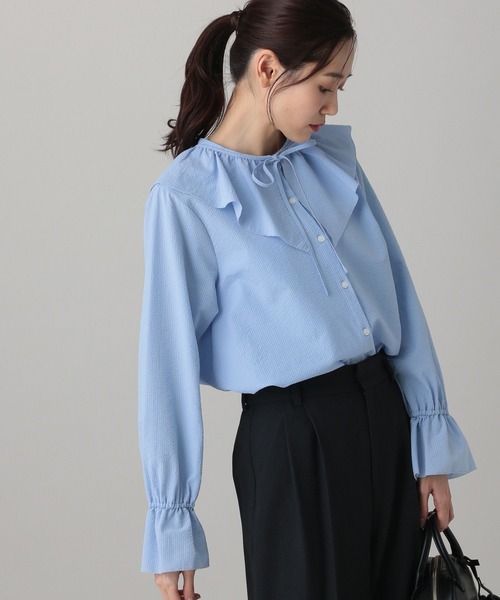 GLOBAL WORK（グローバルワーク）の「MATINEE LINE/襟2WAYシャツ/636110（シャツ/ブラウス・レディース・ライトブルー/ブラック/ホワイト系その他2・LARGE/MEDIUM）」の19枚目の写真