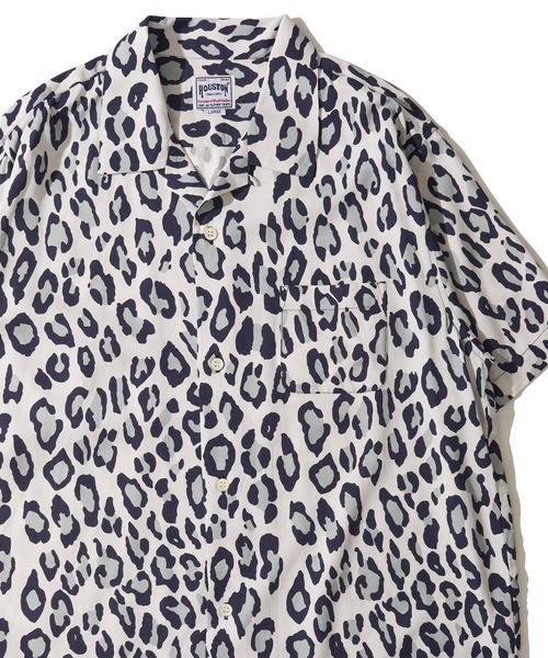 HOUSTON(ヒューストン)の「【HOUSTON / ヒューストン】LEOPARD ALOHA SHIRT / レオパード柄アロハシャツ(シャツ/ブラウス・メンズ・パープル/ライム/オフホワイト/チャコール/カーキ/ターコイズブルー・X-LARGE/MEDIUM/LARGE)」の2枚目の写真