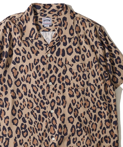 HOUSTON(ヒューストン)の「【HOUSTON / ヒューストン】LEOPARD ALOHA SHIRT / レオパード柄アロハシャツ(シャツ/ブラウス・メンズ・パープル/ライム/オフホワイト/チャコール/カーキ/ターコイズブルー・X-LARGE/MEDIUM/LARGE)」の3枚目の写真