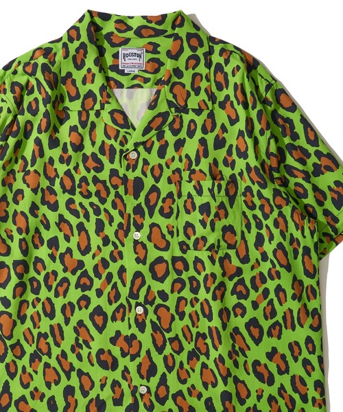 HOUSTON(ヒューストン)の「【HOUSTON / ヒューストン】LEOPARD ALOHA SHIRT / レオパード柄アロハシャツ(シャツ/ブラウス・メンズ・パープル/ライム/オフホワイト/チャコール/カーキ/ターコイズブルー・X-LARGE/MEDIUM/LARGE)」の4枚目の写真