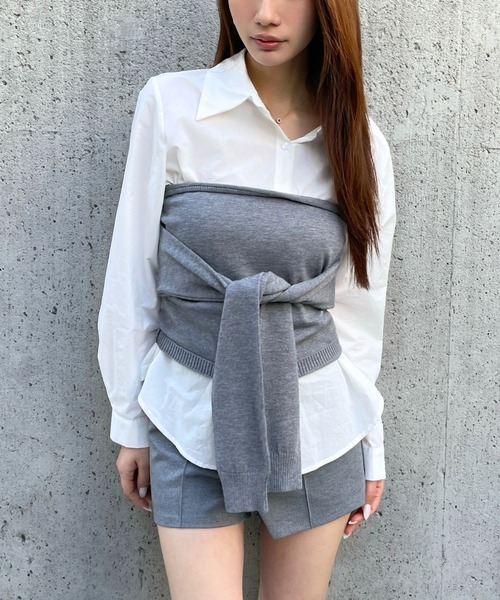 3.3 Field Trip (3.3フィールドトリップ)の「3.3 Field Trip/ビスチェ付きシャツ(シャツ/ブラウス・レディース・サックスブルー/ホワイト・FREE)」の2枚目の写真